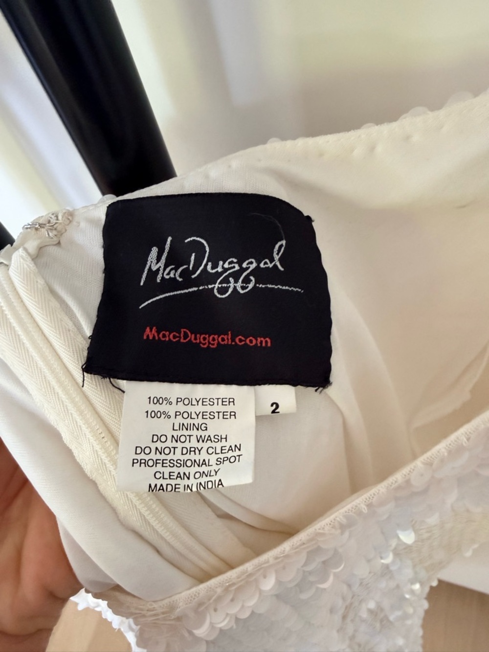 MacDuggal Ivory Sequin Mini Dress with 3D Floral Embellishments - Picture 3 of 11